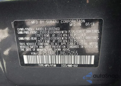 2018 Subaru Forester 2.5I Limited из США, поврежденный, VIN JF2SJARC1JH615055